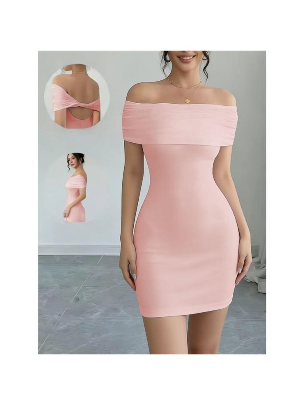 Off-Shoulder Bodycon Mini Dress - Picture 6 of 8